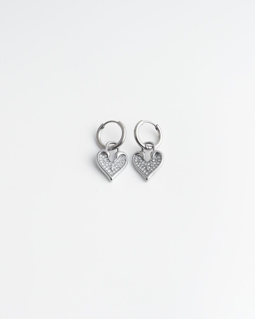 Pendientes aro con corazón brillante – imagen 2