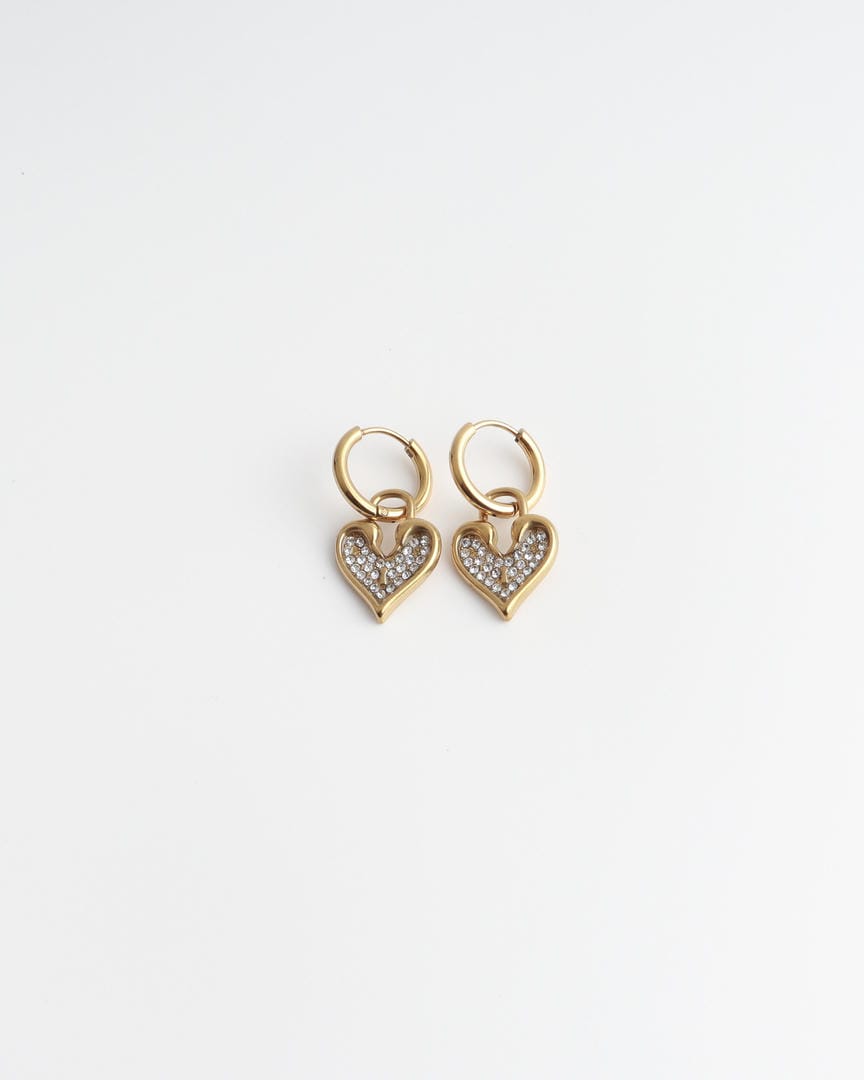 Pendientes aro con corazón brillante