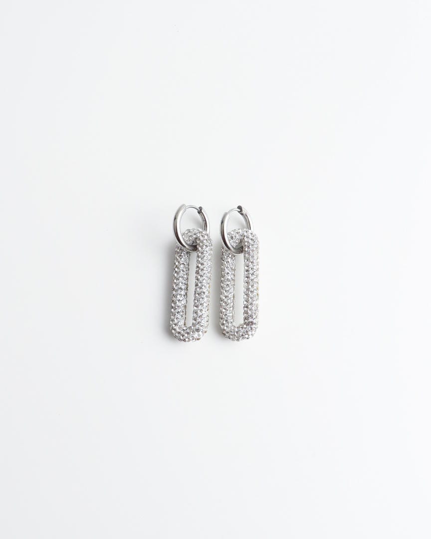 Pendientes de aro con eslabones rectangulares pavé – imagen 11