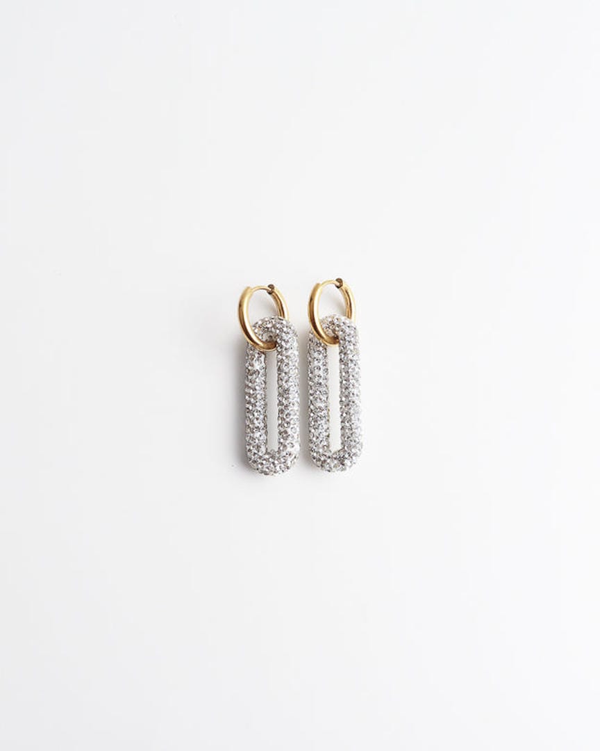 Pendientes de aro con eslabones rectangulares pavé – imagen 10