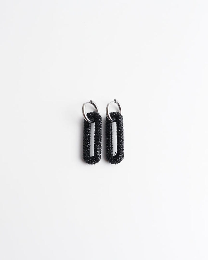 Pendientes de aro con eslabones rectangulares pavé – imagen 2