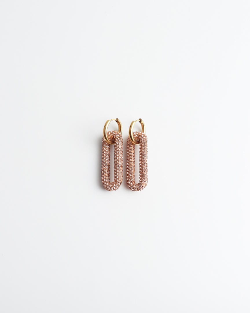 Pendientes de aro con eslabones rectangulares pavé – imagen 13