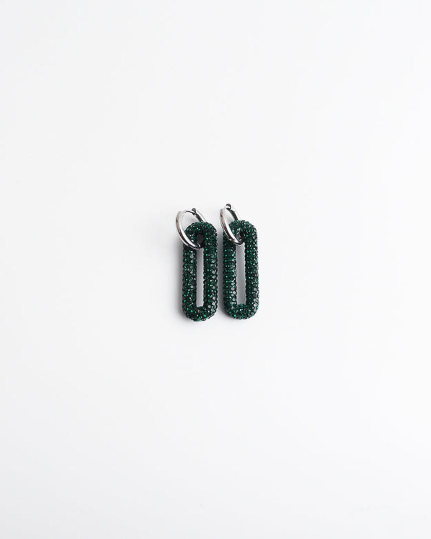 Pendientes de aro con eslabones rectangulares pavé – imagen 4