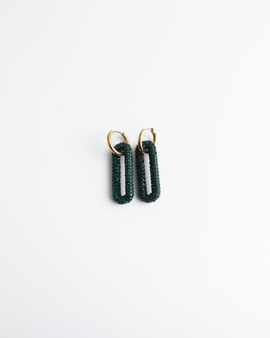 Pendientes de aro con eslabones rectangulares pavé – imagen 3