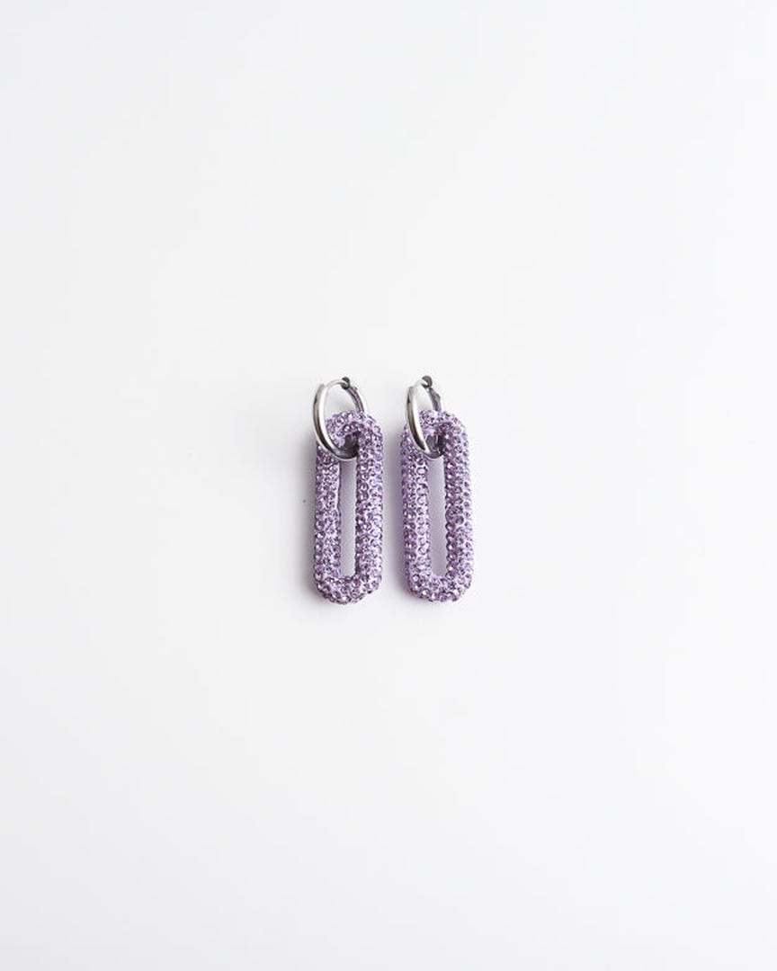 Pendientes de aro con eslabones rectangulares pavé – imagen 7