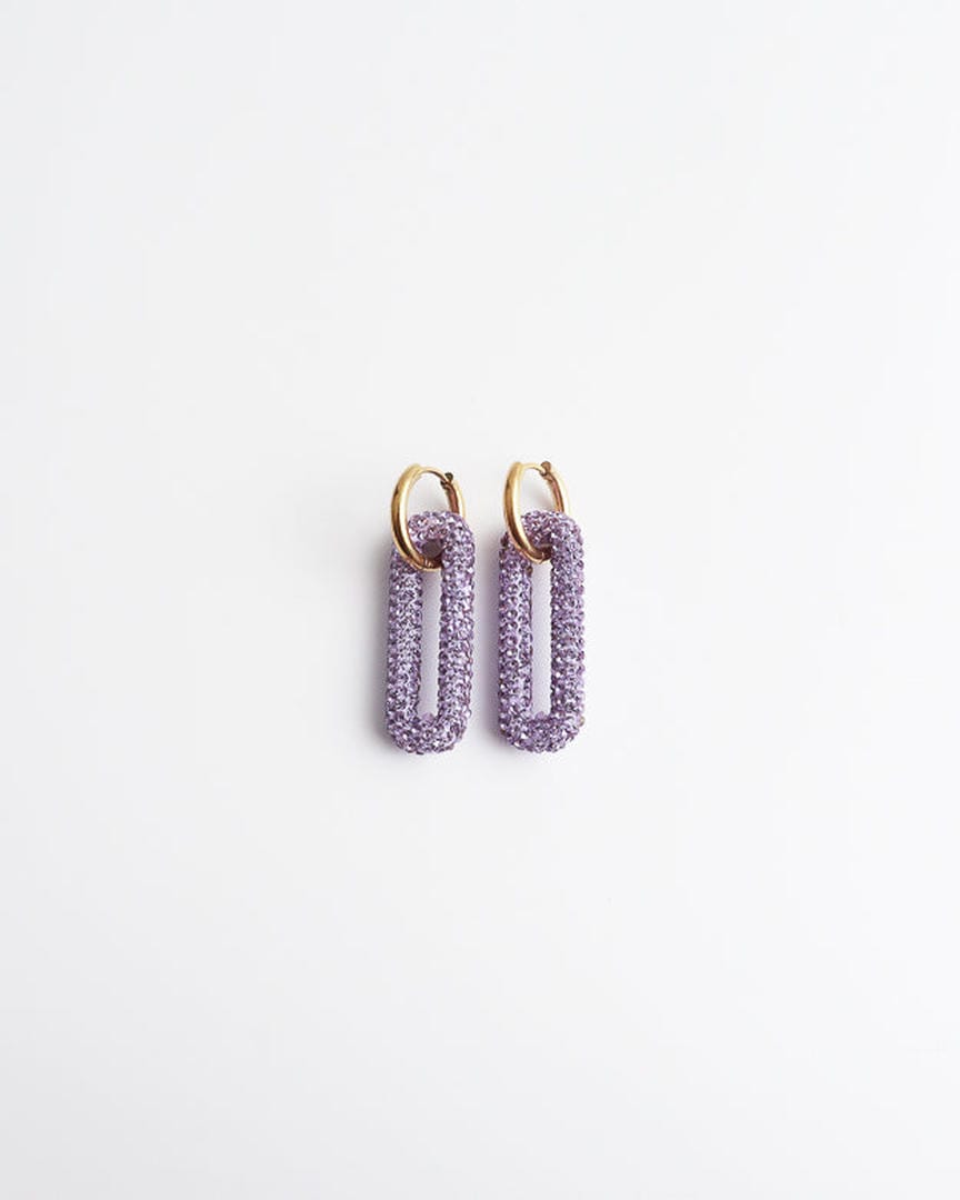 Pendientes de aro con eslabones rectangulares pavé – imagen 6
