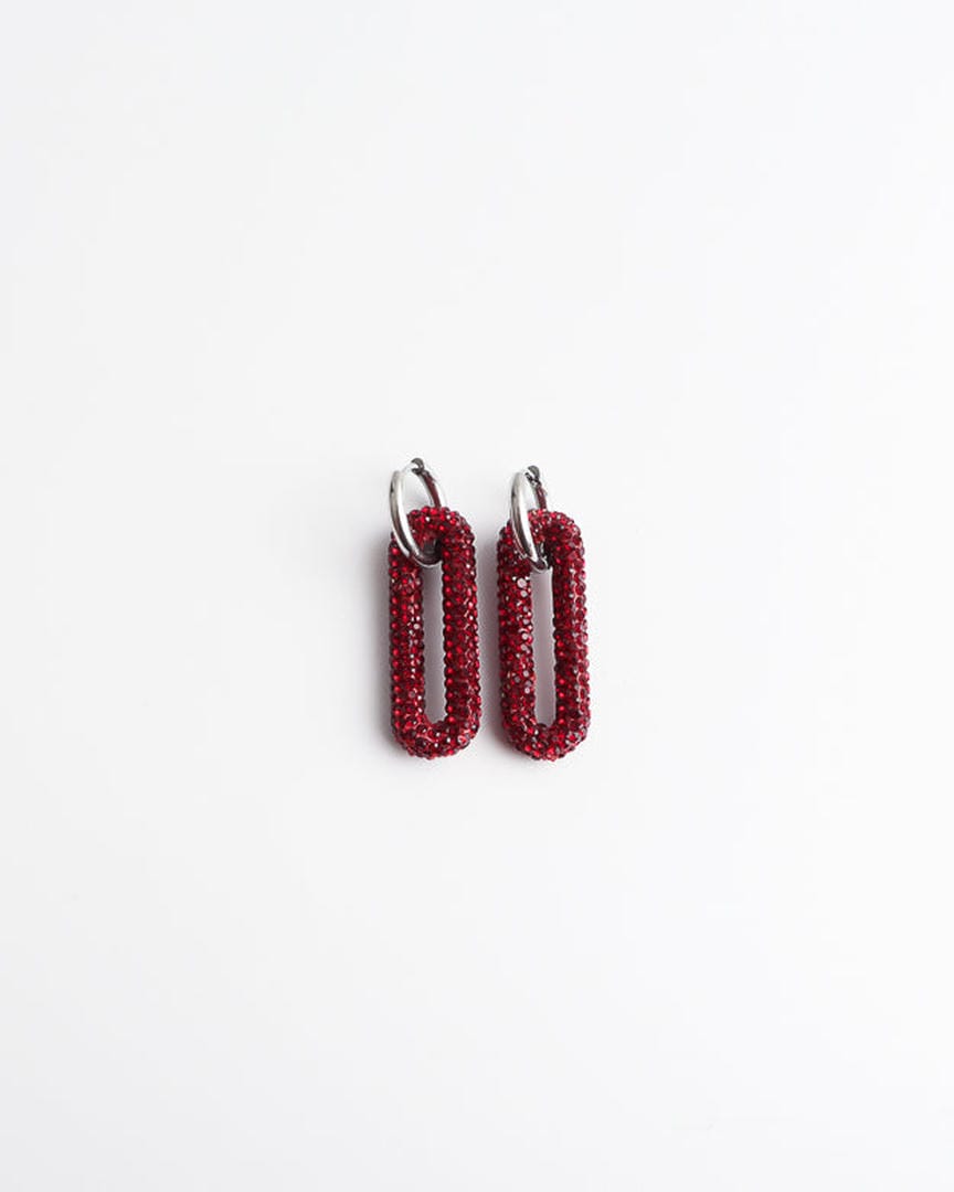 Pendientes de aro con eslabones rectangulares pavé – imagen 9