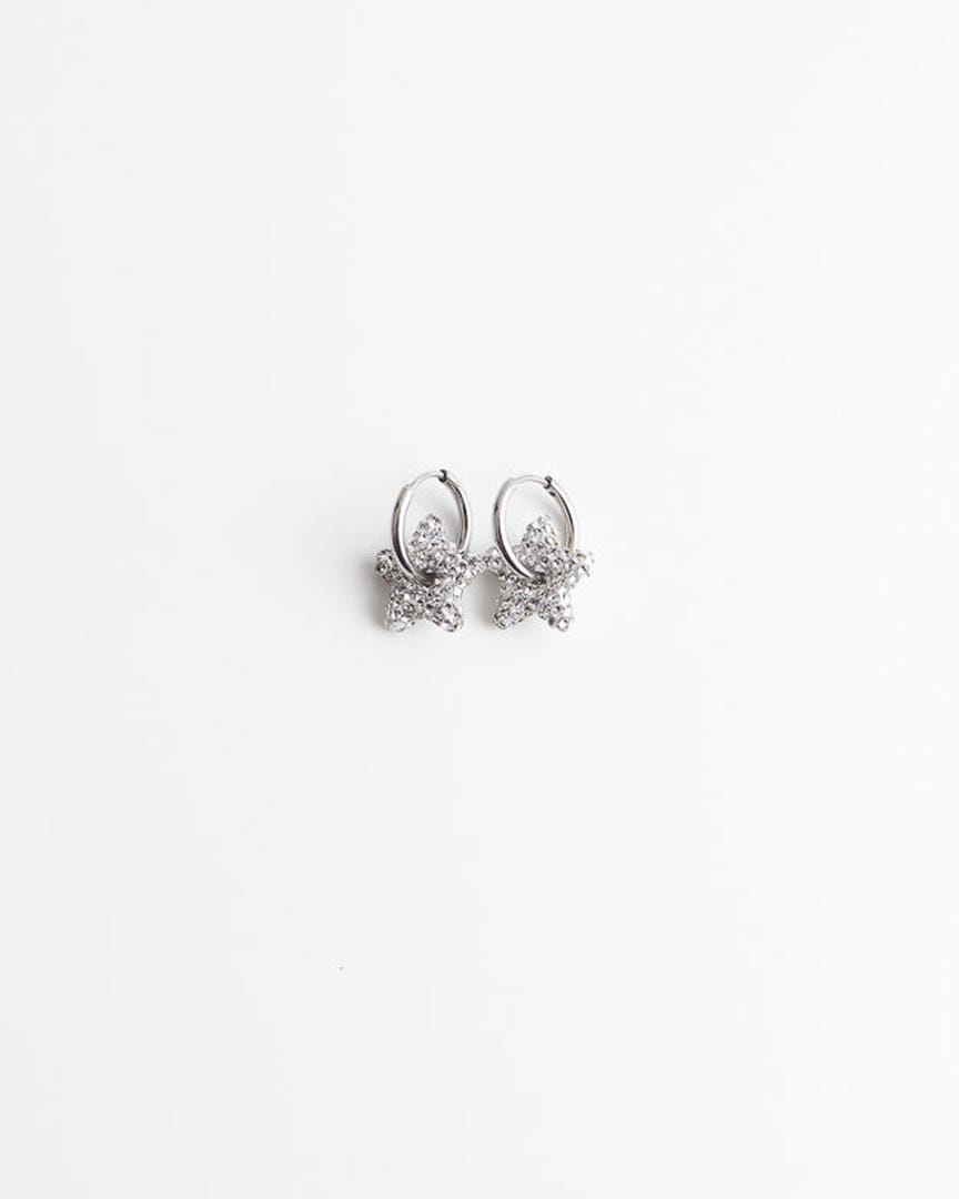 Pendientes aro con estrella pavé – imagen 2