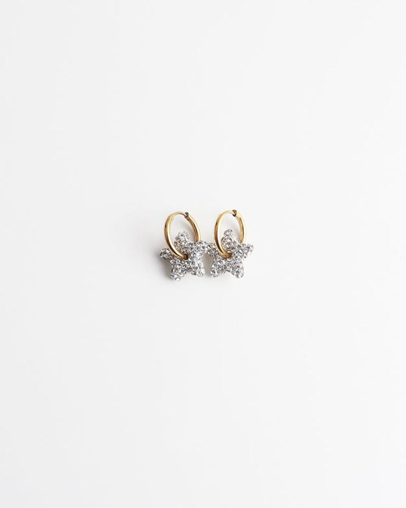 Pendientes aro con estrella pavé