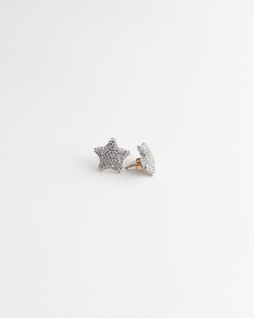 Pendientes tipo botón de estrella con pavé