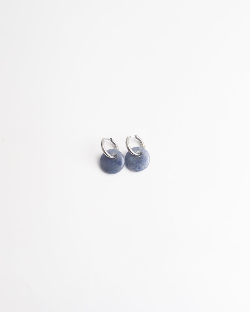 Pendientes de aro redondo con piedra – imagen 2