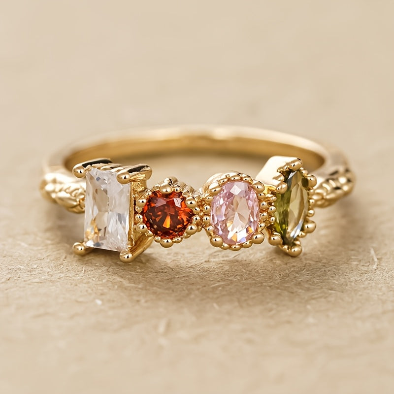 Anillo retro multicolor con gemas – imagen 2