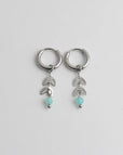 Pendientes de aro con hoja y piedra natural – imagen 6