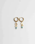 Pendientes de aro con hoja y piedra natural – imagen 5