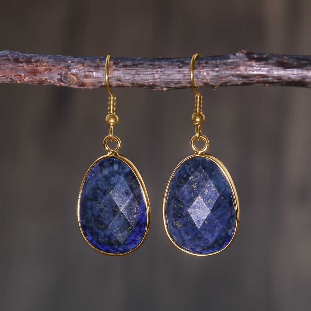 Pendientes de piedra esculpida en dorado – imagen 2
