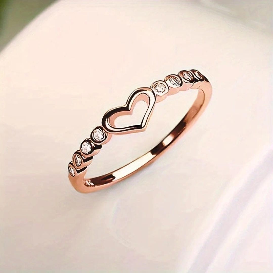 Anillo de corazón abierto con cristales – imagen 3