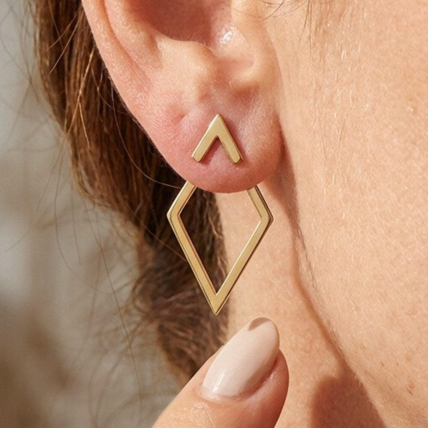 Pendientes bohemios geométricos de botón