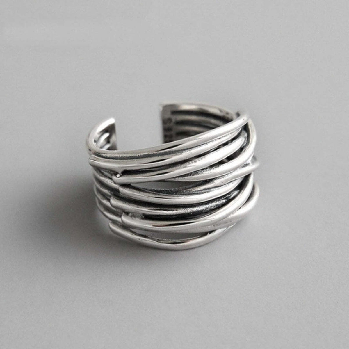 Anillo de plata ajustable Threads