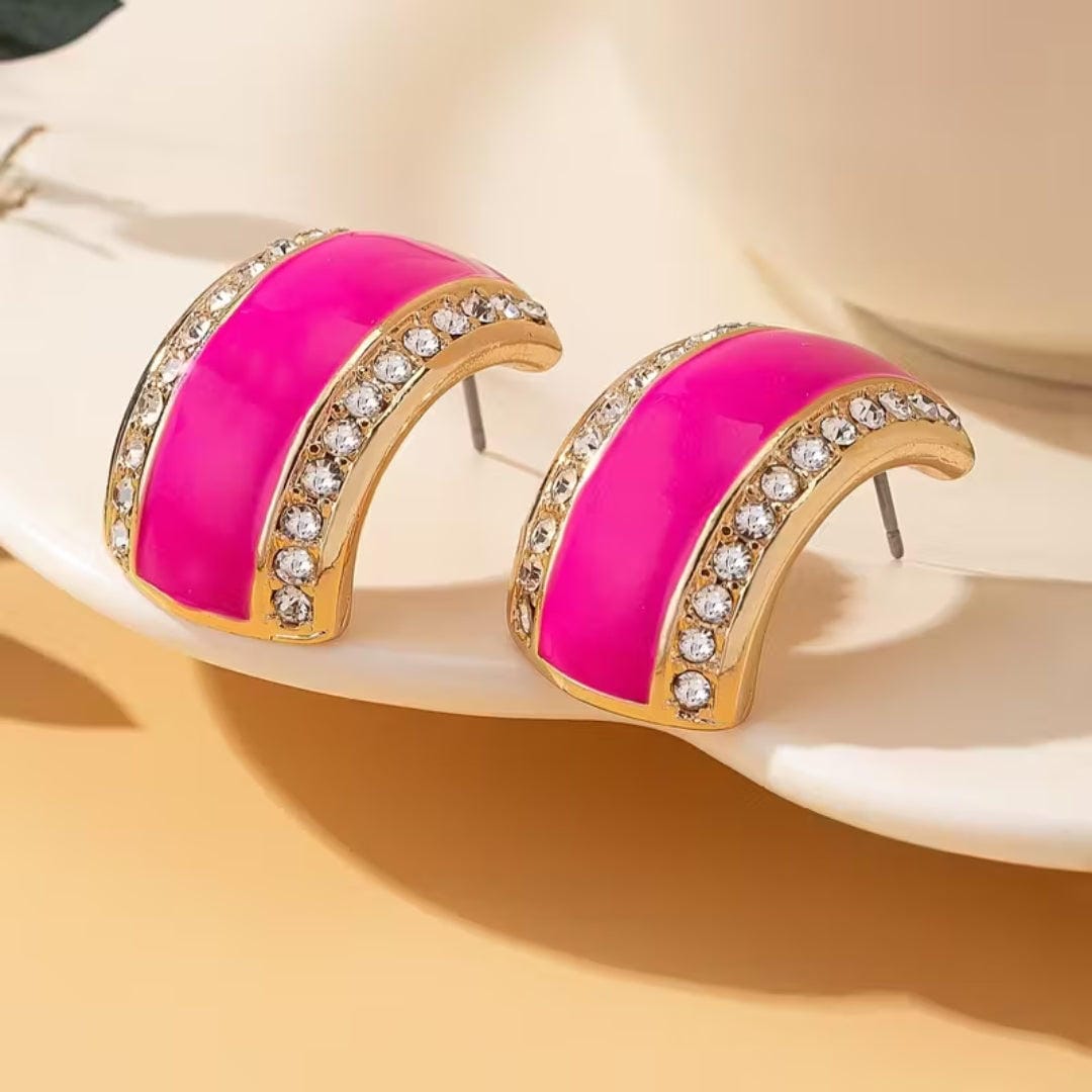Pendientes de medio aro con pavé esmeralda – imagen 3