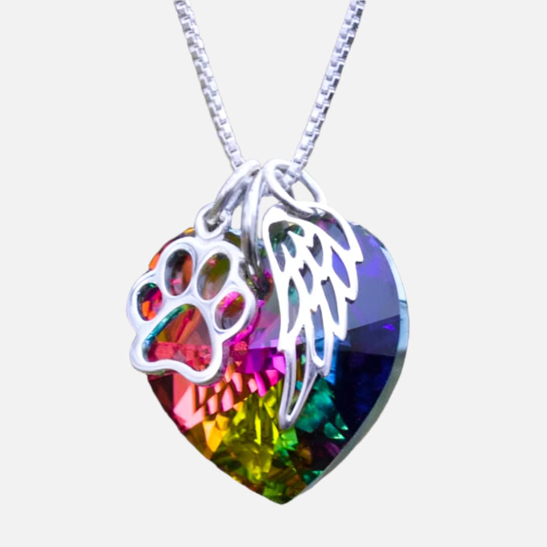 Collar conmemorativo con colgante de corazón arcoíris – imagen 2