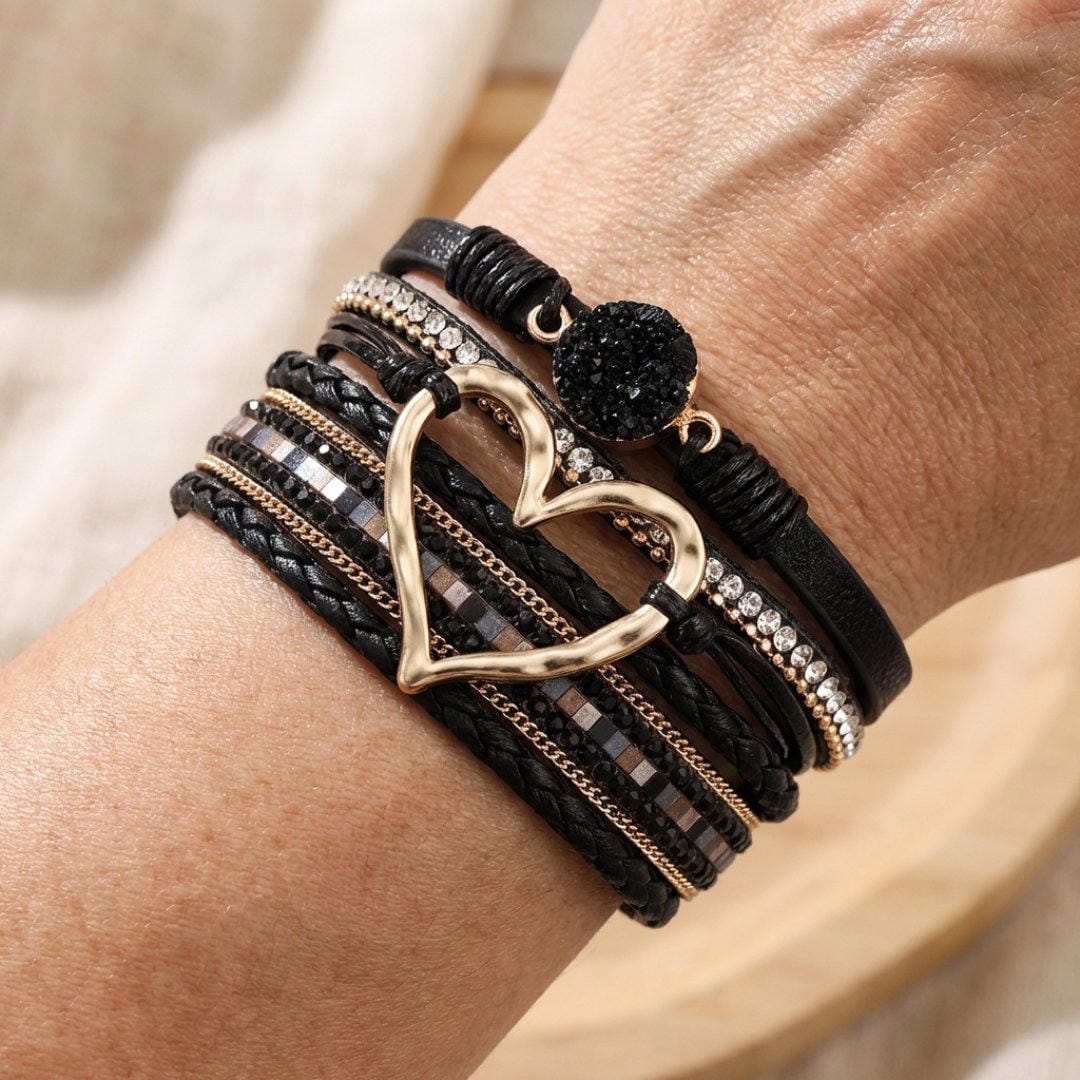 Pulsera bohemia de piel multicapa – imagen 11