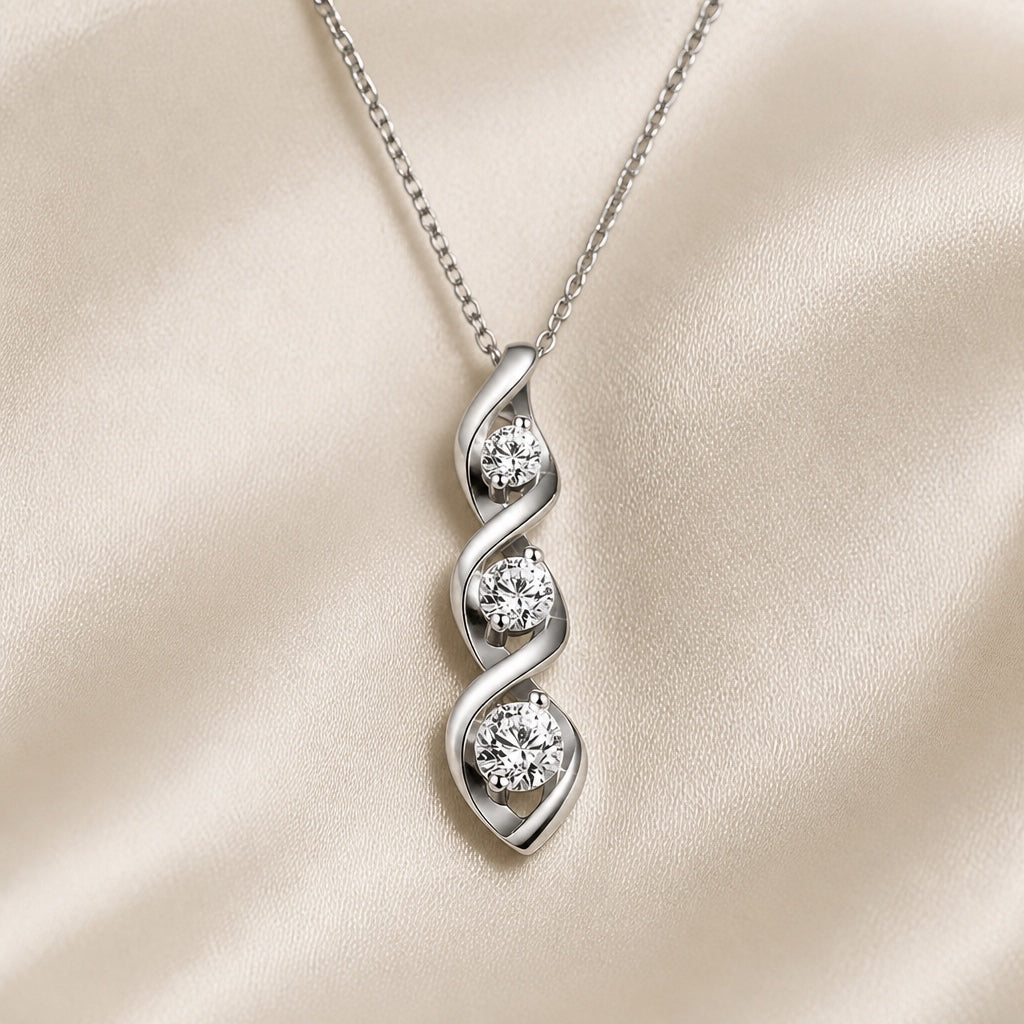 Collar infinito de circonita en oro blanco