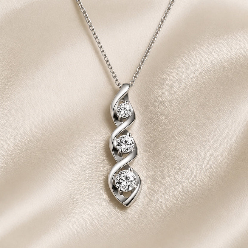 Collar infinito de circonita en oro blanco