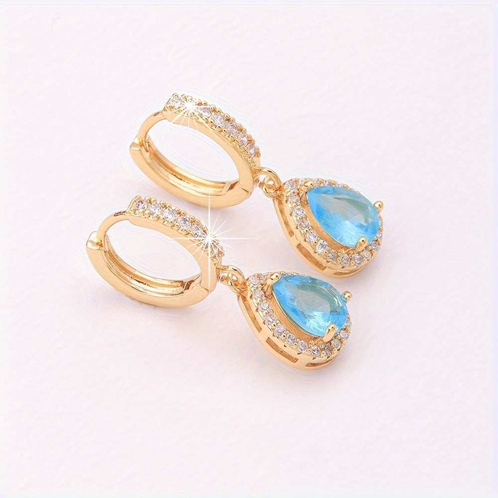 Pendientes exquisitos de circonita cúbica en gota – imagen 3