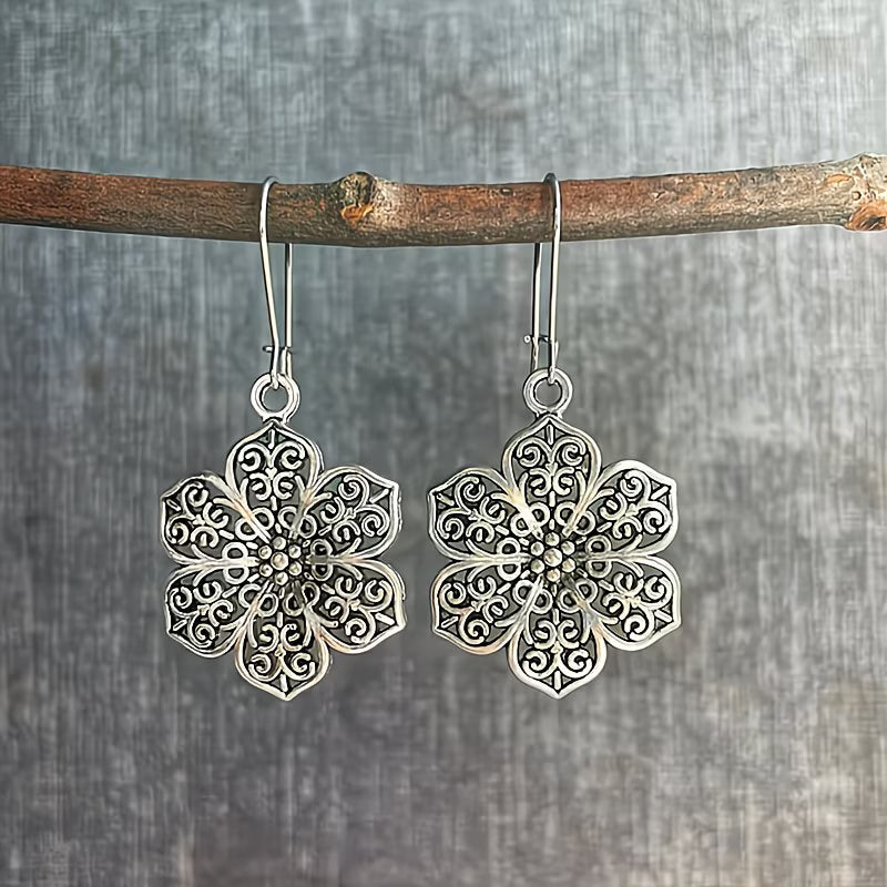 Pendientes vintage bohemios de flor – imagen 2
