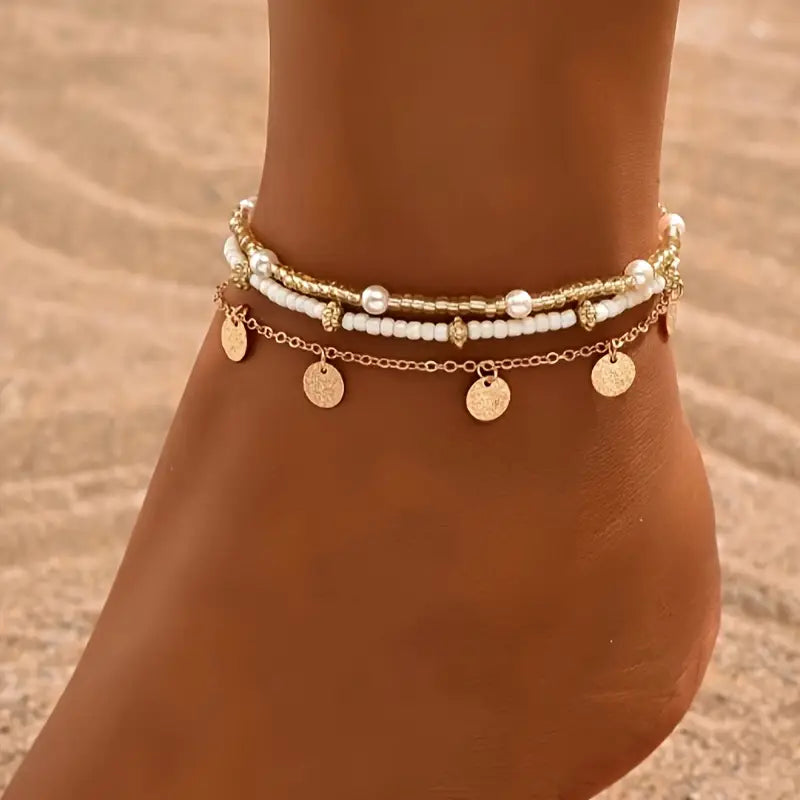 Set de tobilleras boho costeras