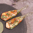 Pendientes boho florales naranjas y verdes – imagen 2