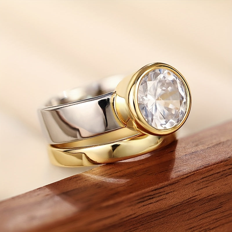 Set de anillo solitario redondo de lujo