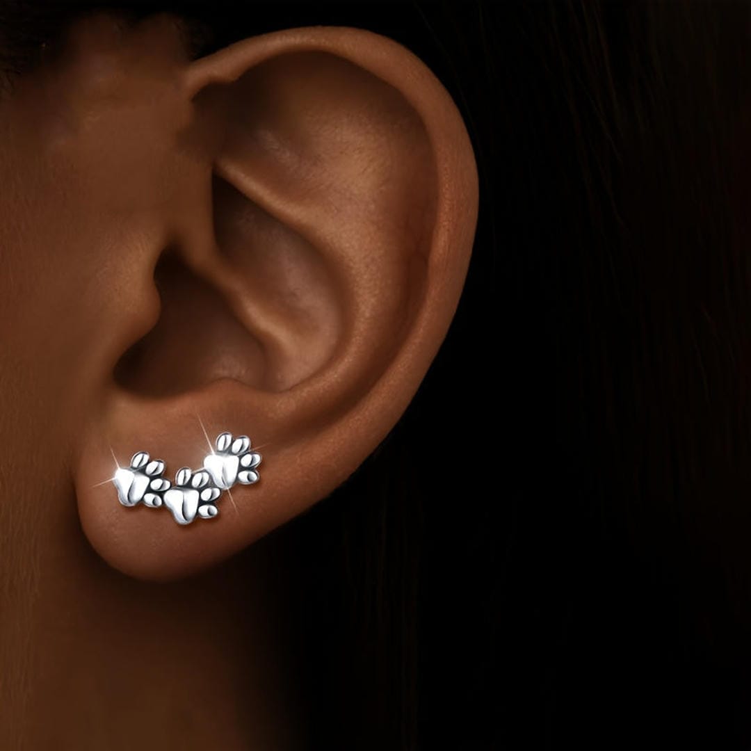Pendientes de plata con huellas de patas