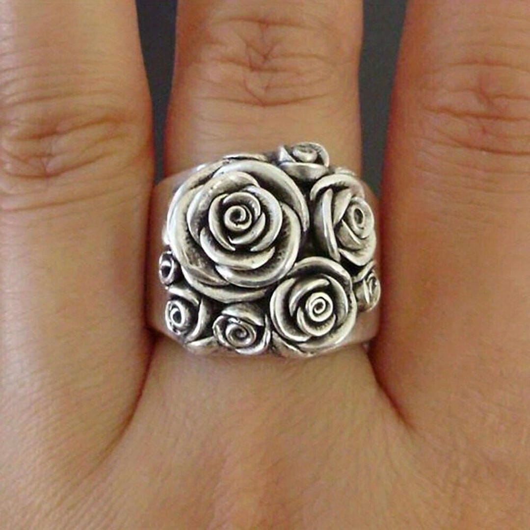 Anillo de rosa de plata – imagen 2