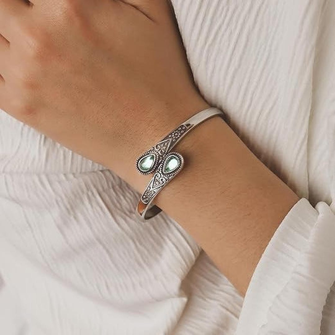 Pulsera de estilo étnico con incrustaciones de piedra imitación – imagen 3
