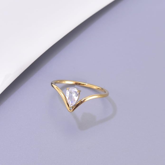 Anillo en V con gota de agua incrustada – imagen 2