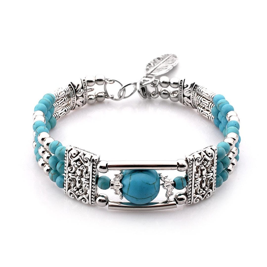 Pulsera antigua de plata con piedra de turquesa – imagen 2