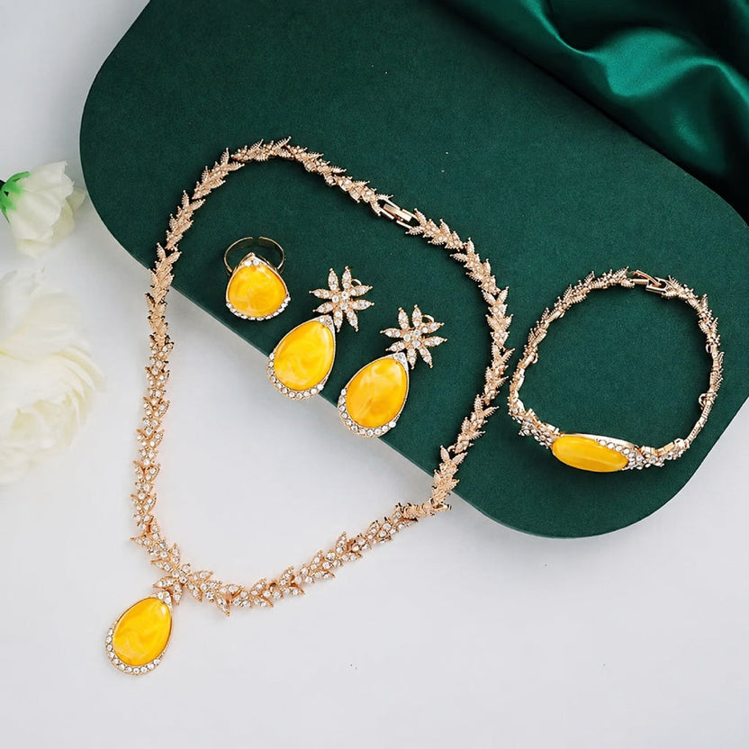 Conjunto opulento de gota ámbar — Carmen, Lucía & Rocío