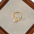 Anillo abierto de perlas dúo envolvente – imagen 2
