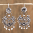 Pendientes retro de pájaro floral con flecos
