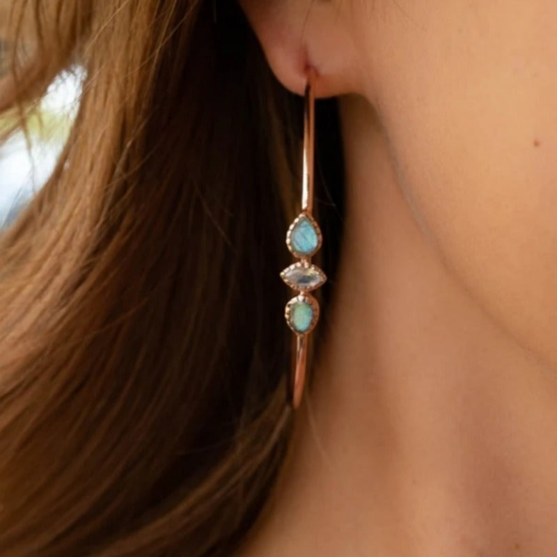 Pendientes aro turquesa y oro rosa – imagen 3