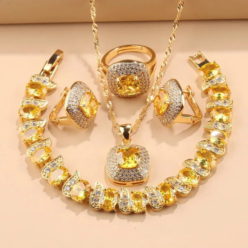 Set opulento de gemas amarillas
