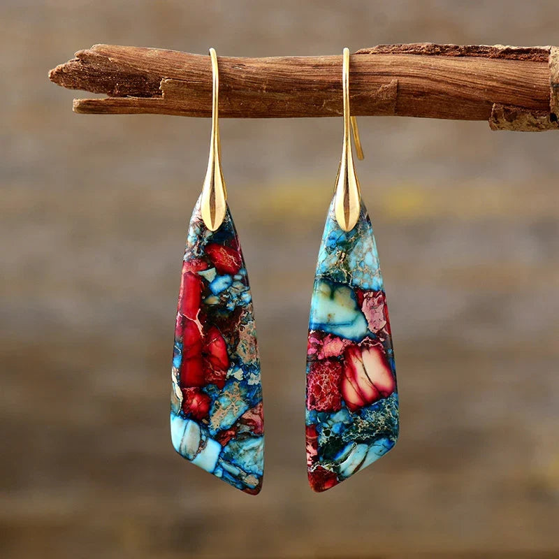 Pendientes bohemios de turquesa vibrante