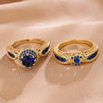 Set de anillos Victoria dorados con zafiro