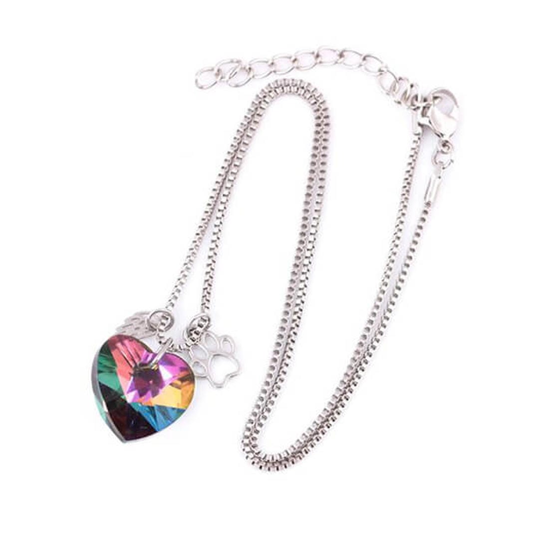 Collar conmemorativo con colgante de corazón arcoíris – imagen 3