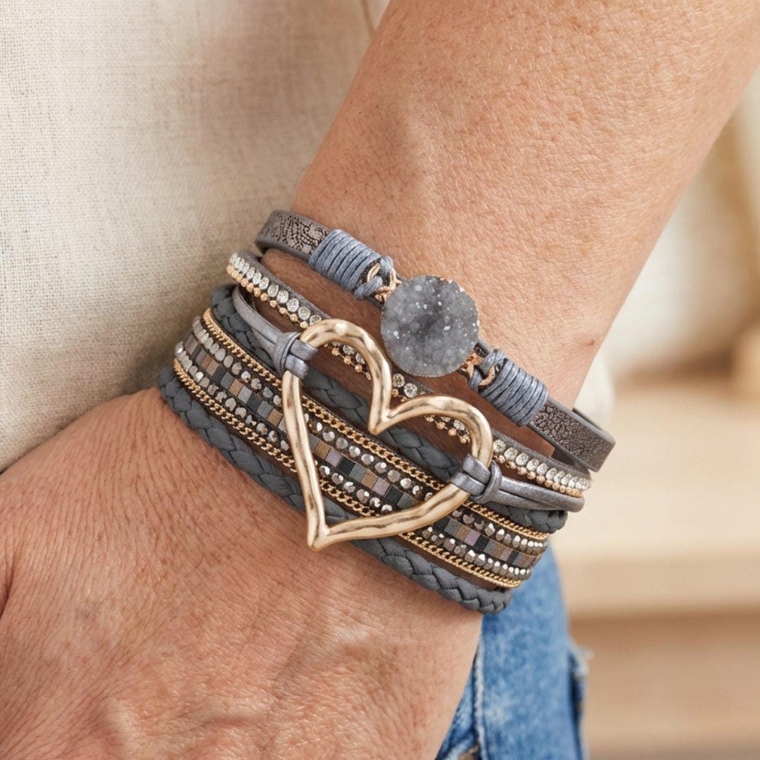 Pulsera bohemia de piel multicapa – imagen 6