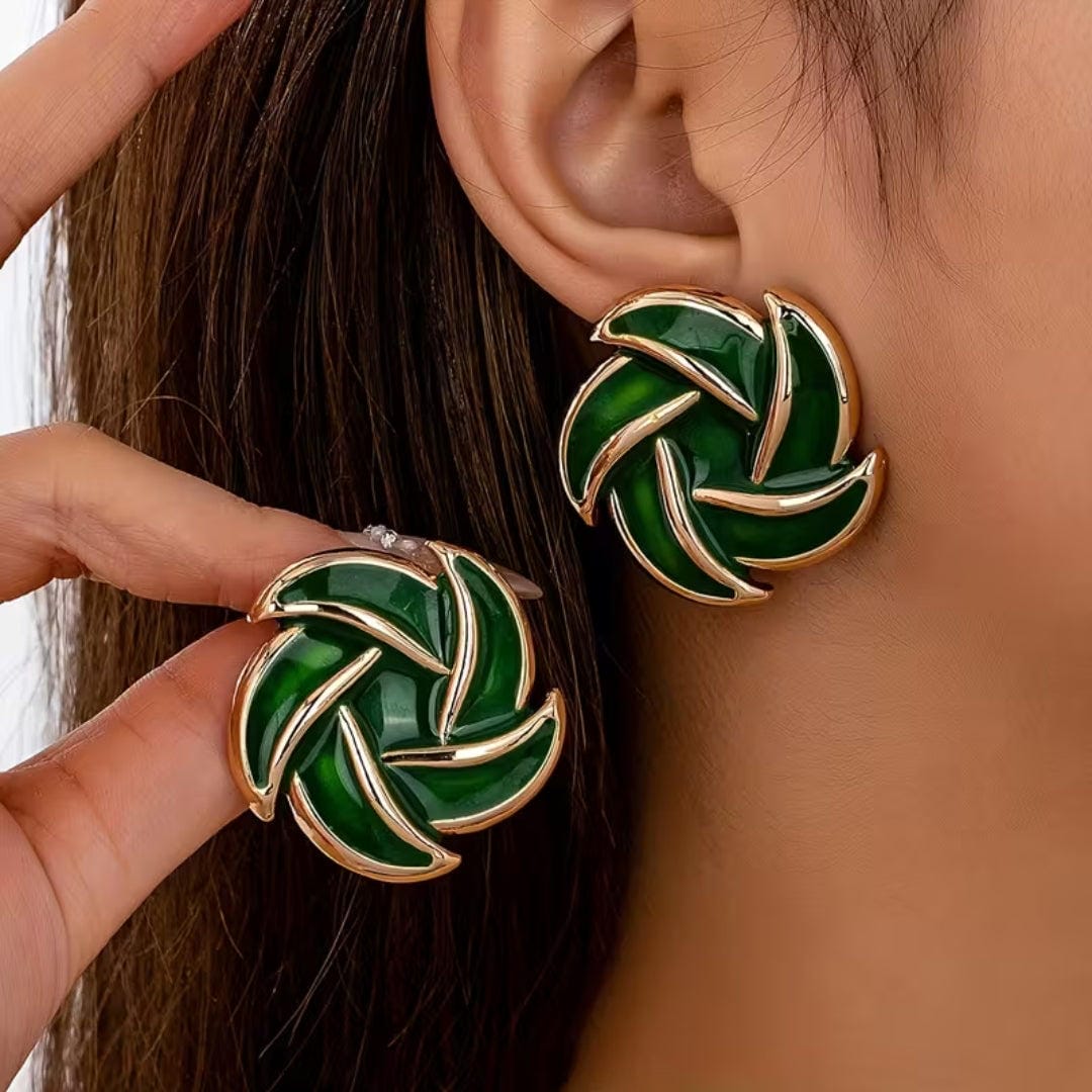 Pendientes statement de nudo esmeralda