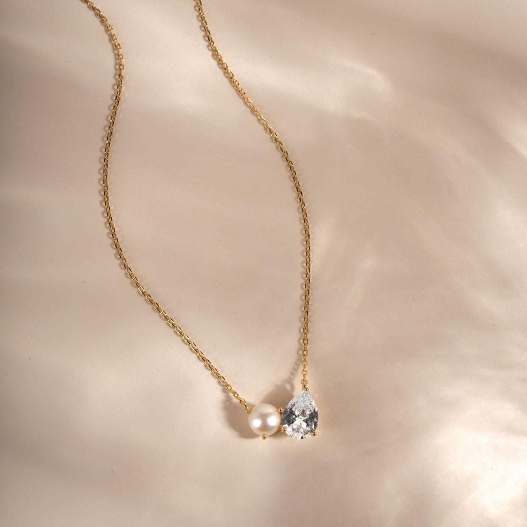Collar con doble colgante de perla en forma de lágrima – imagen 4