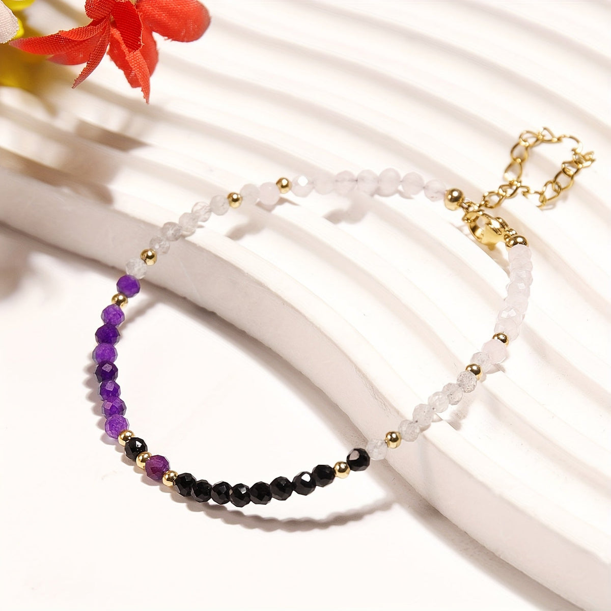 Pulsera de piedra lunar y piedra solar natural – imagen 4
