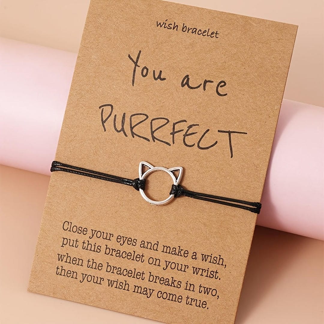 Pulsera plateada Purrrfect para regalo